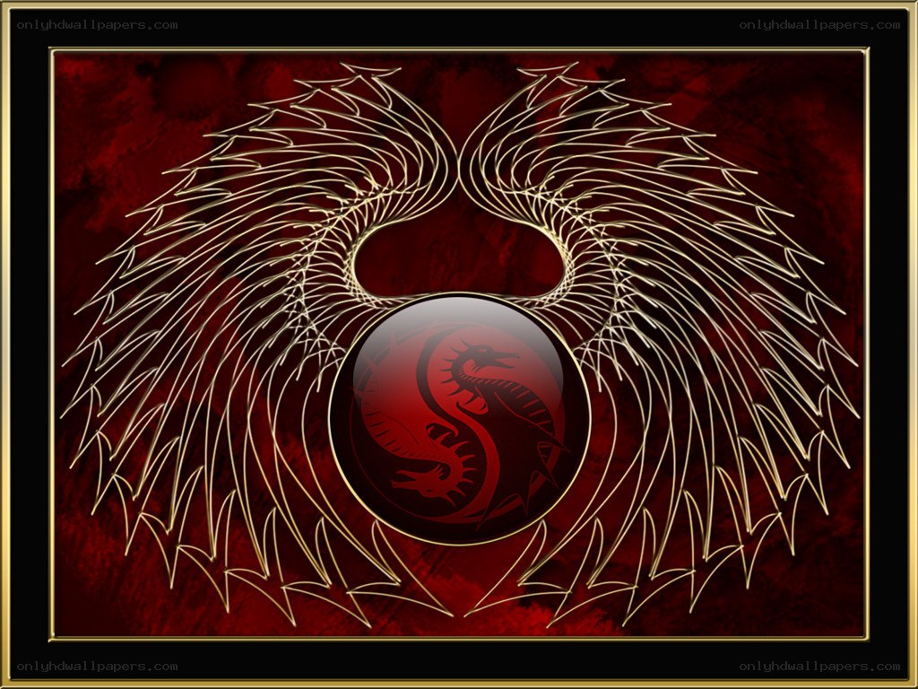 Dragon wings yin-yang symbol