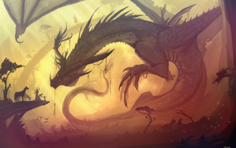 Dragon with Antlers — Yellow