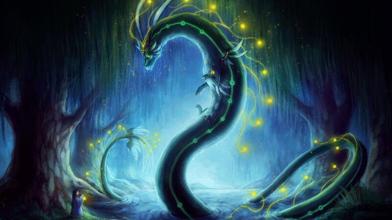 Dragon with Child in Forest
