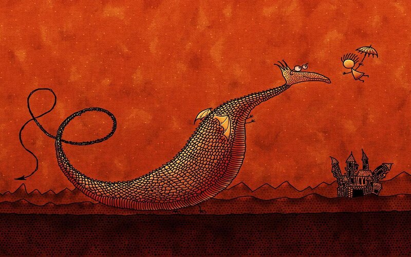 Dragon with Child — Orange