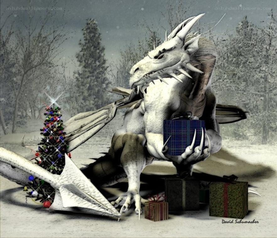 Dragon with Christmas gifts