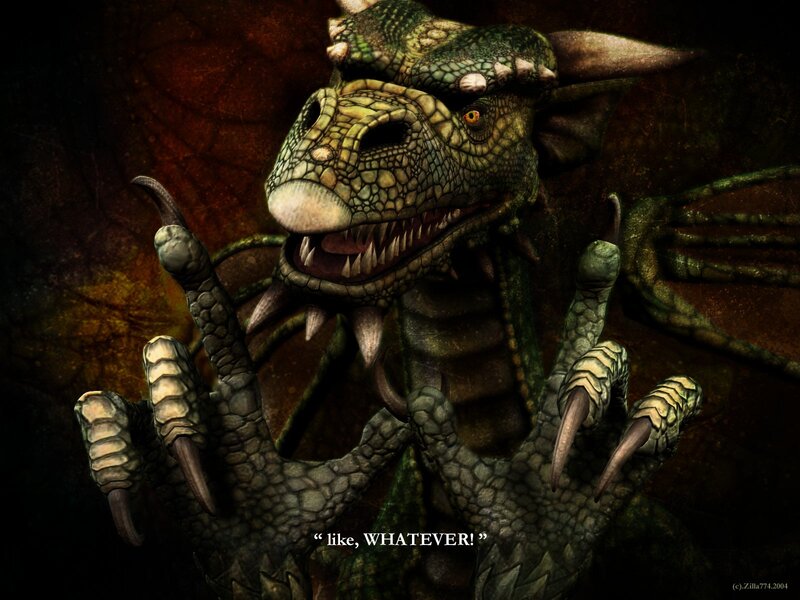 dragon with claws and quote