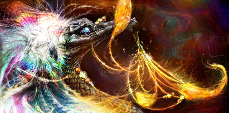 Dragon with Colorful Feathers