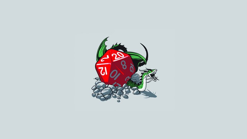 Dragon with D20 die