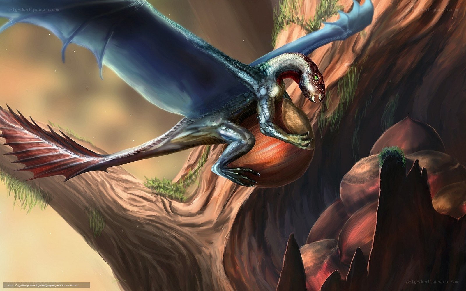 dragon with egg in cave