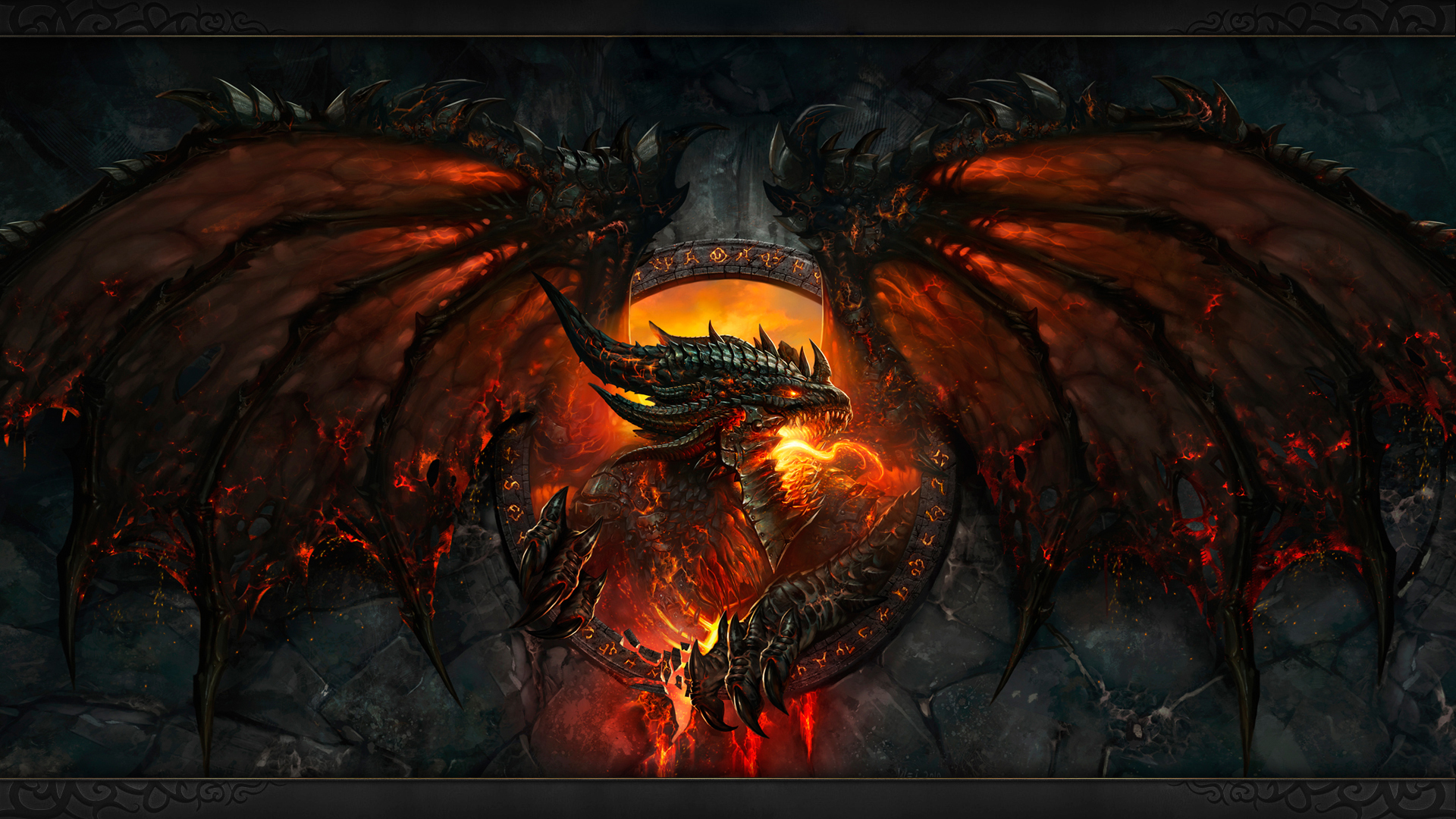 dragon with fiery wings
