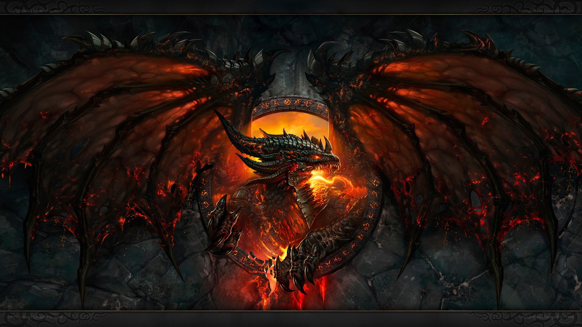 dragon with fiery wings