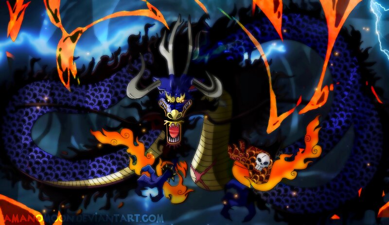 Dragon with Flames — Blue