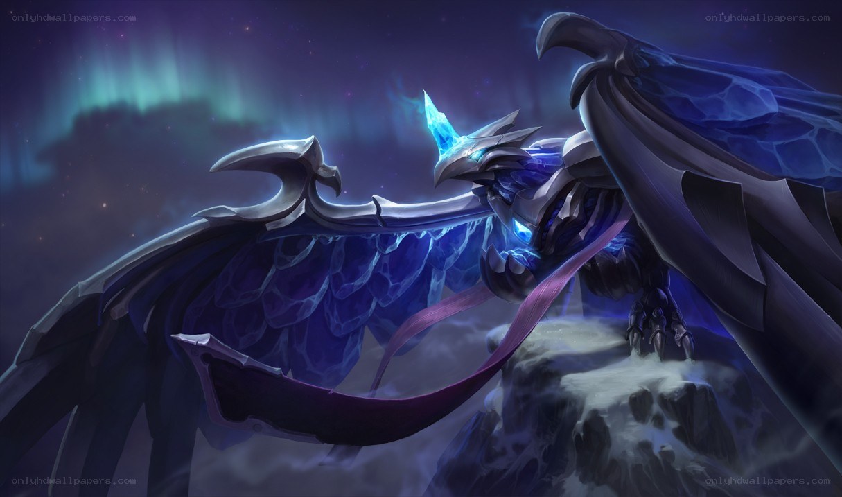 dragon with glowing blue horns