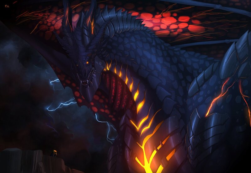 dragon with glowing cracks