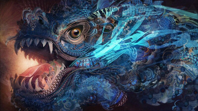 Dragon with Glowing Eye — Blue