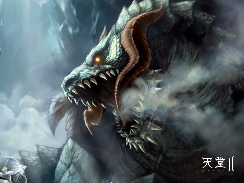 Dragon with Glowing Eye — Gray, Dramatic