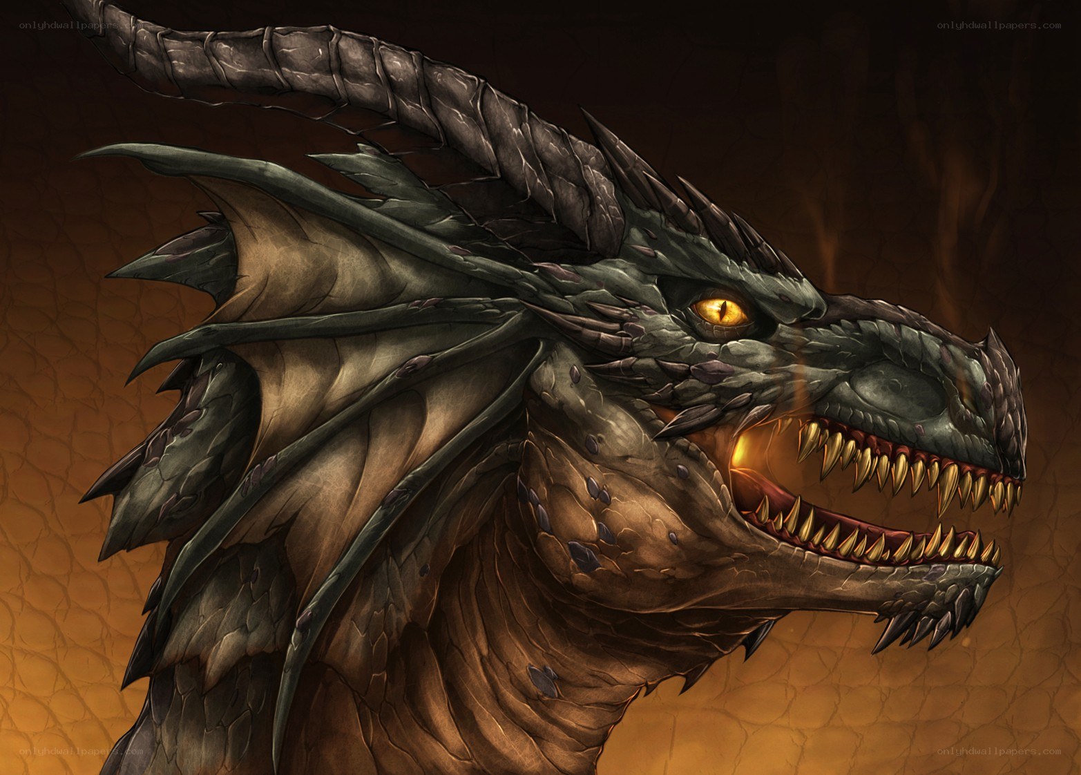 dragon with glowing eyes