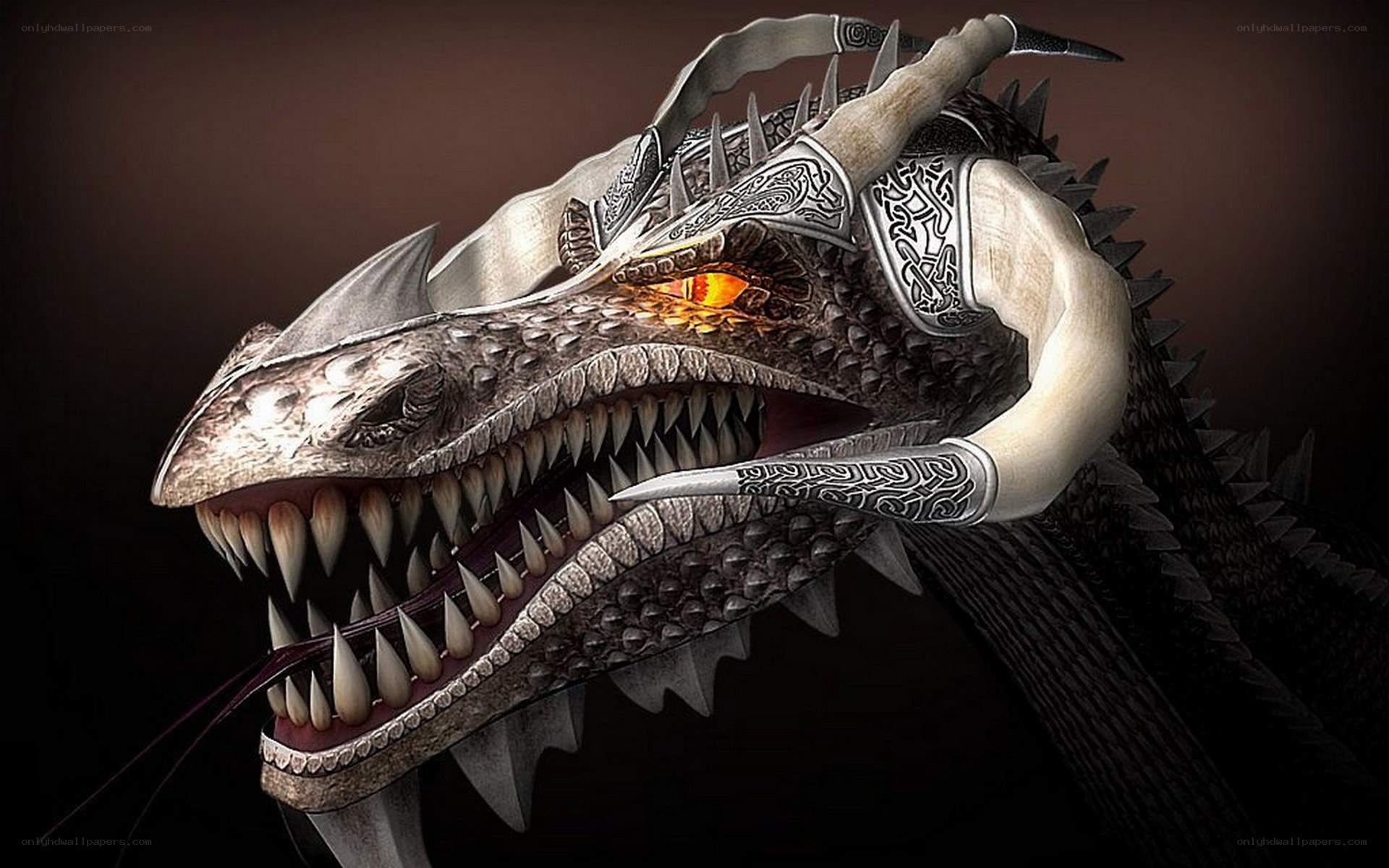 dragon with glowing eyes