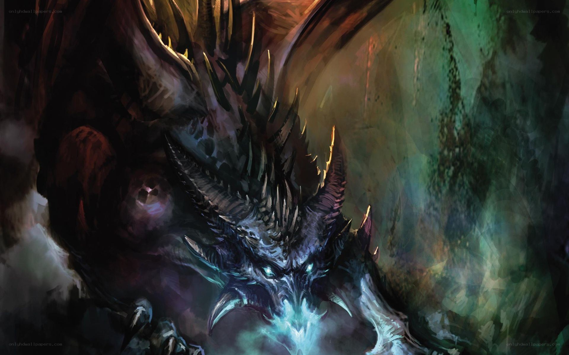 dragon with glowing eyes