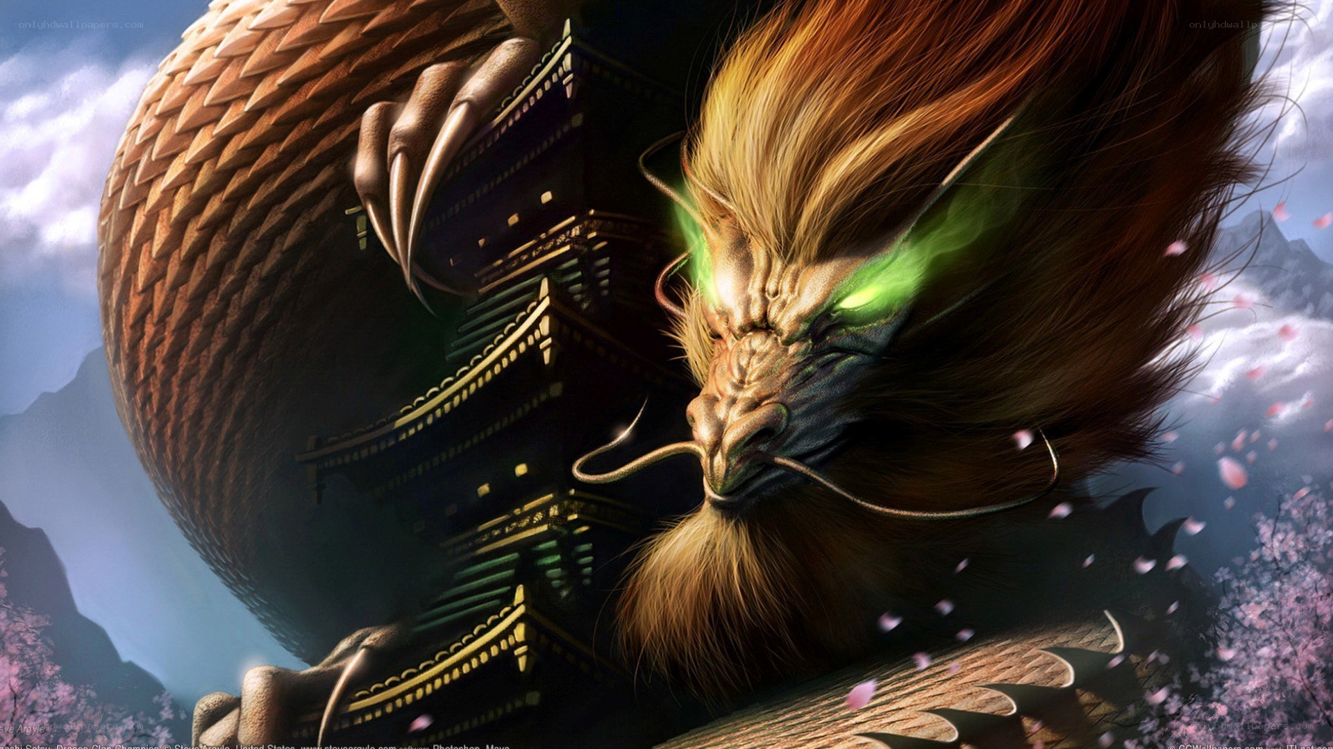 dragon with glowing eyes