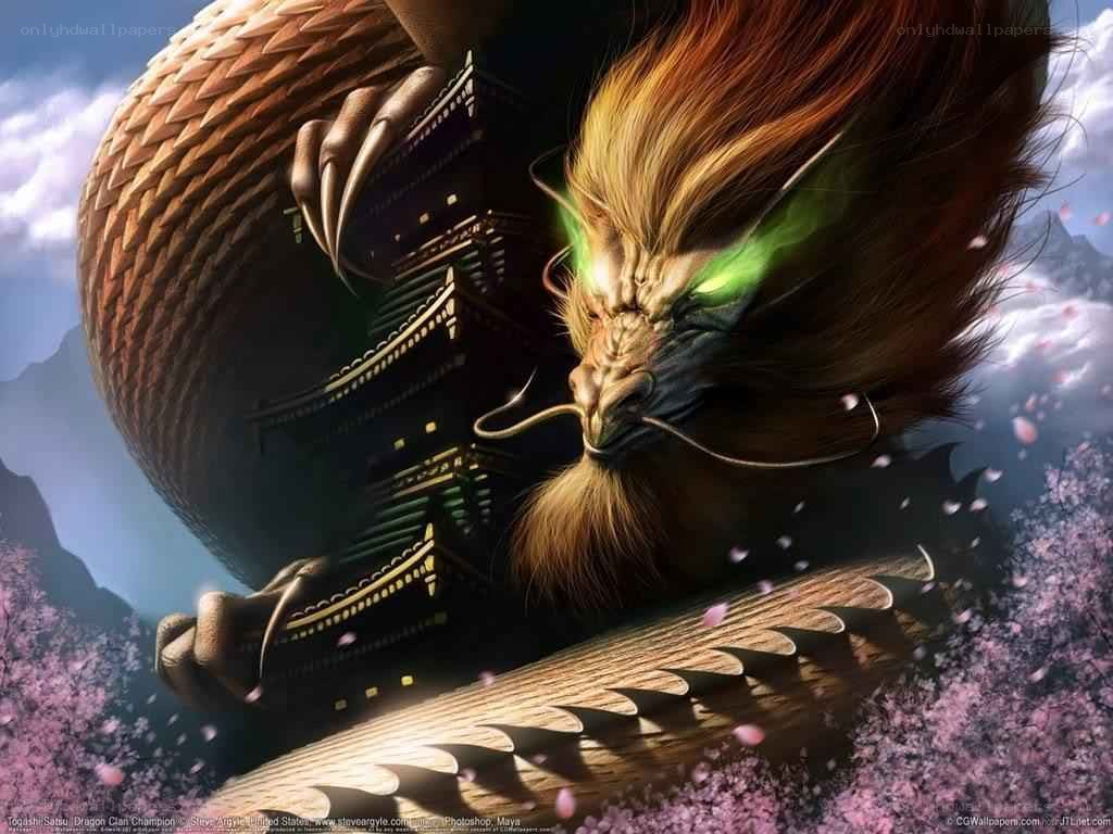 Dragon with glowing eyes