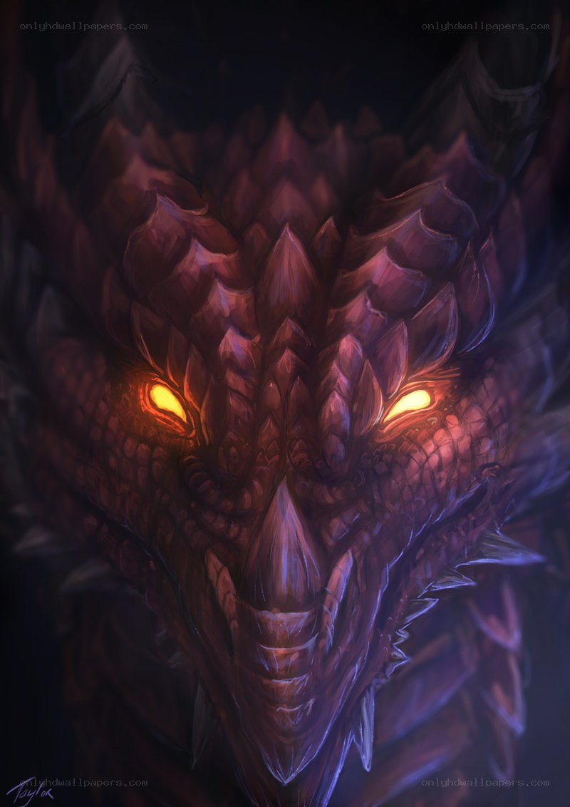 dragon with glowing eyes