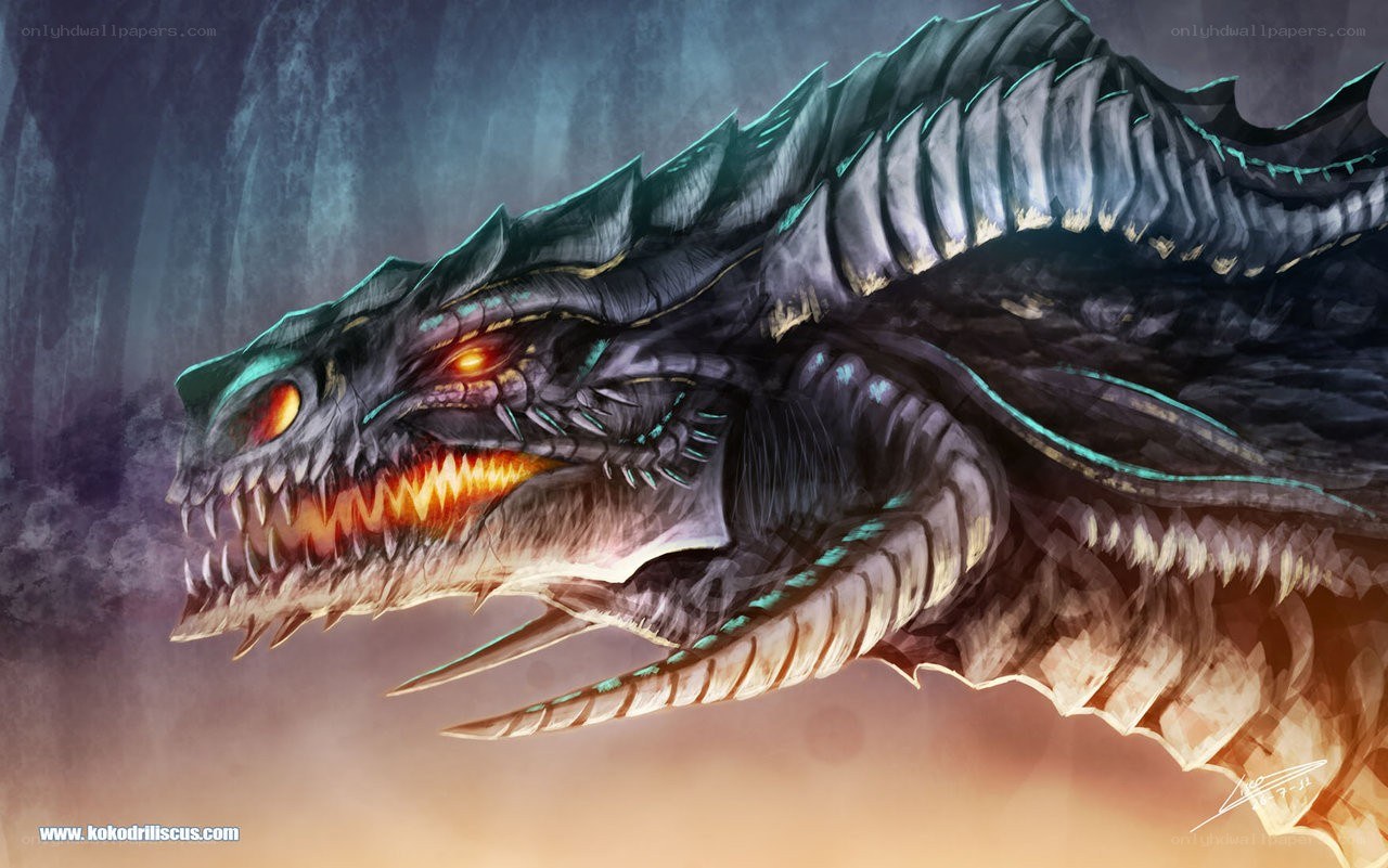dragon with glowing eyes