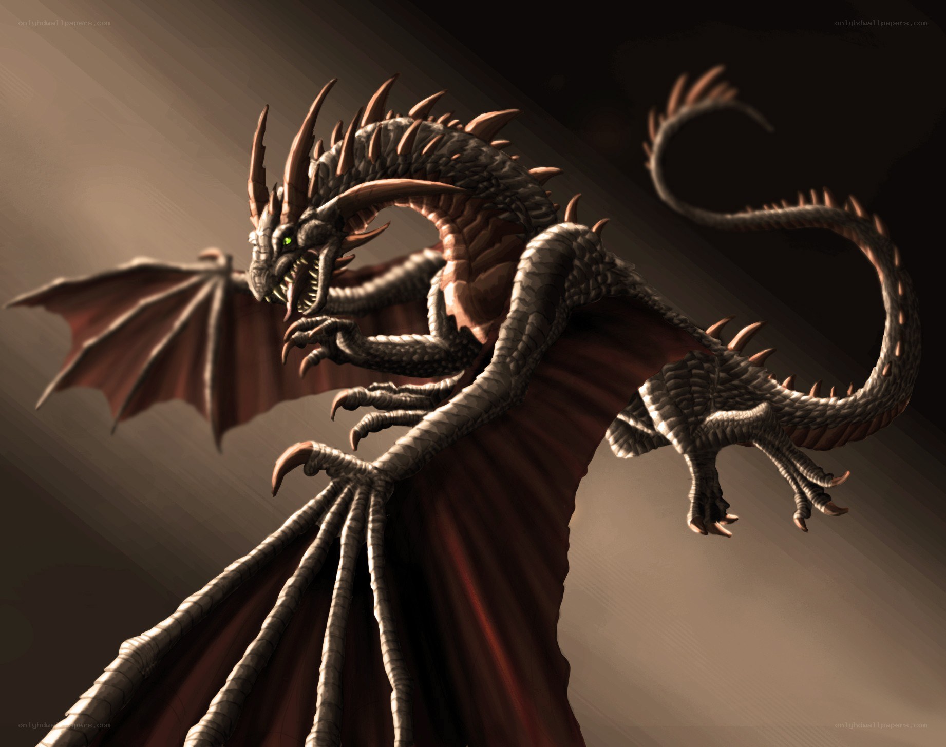 dragon with glowing eyes