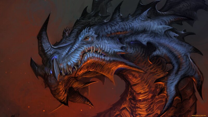 Dragon with Glowing Eyes — Blue