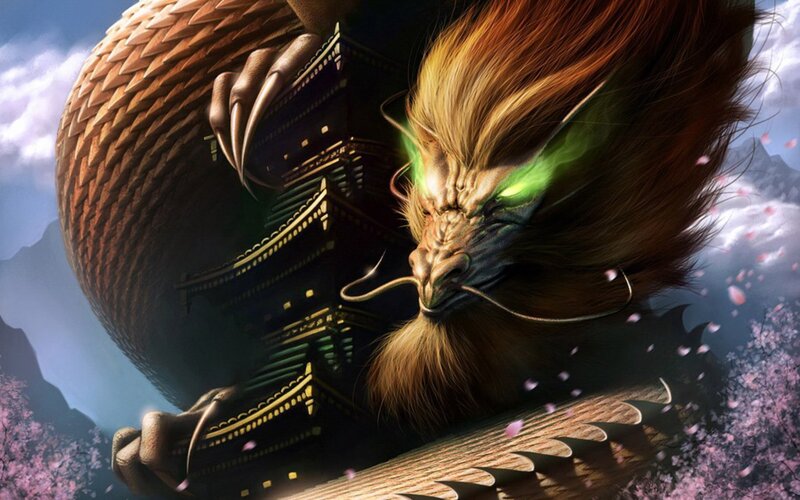 Dragon with Glowing Eyes — Green