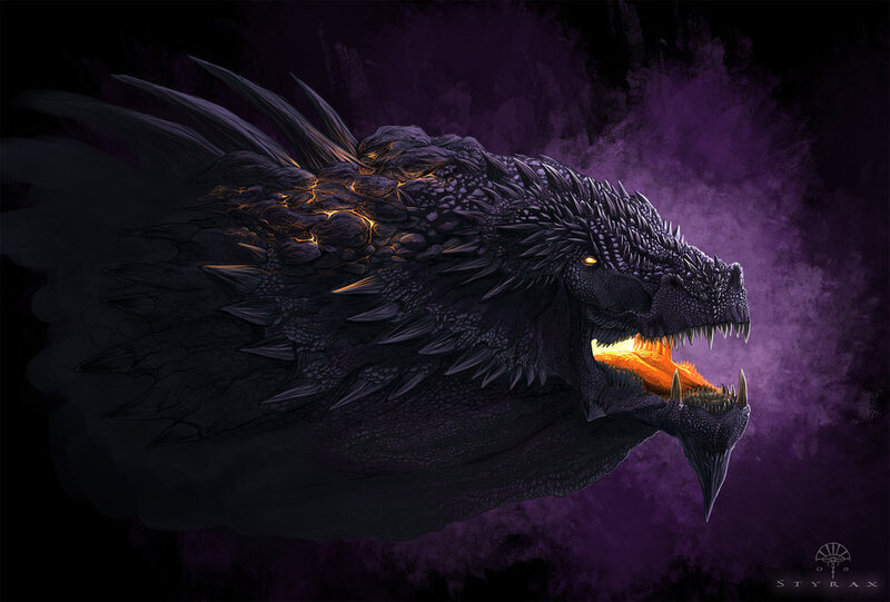 dragon with glowing fire breath