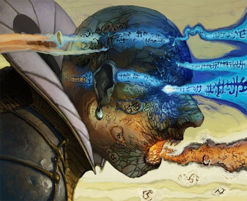 Dragon with Glowing Runes — Blue