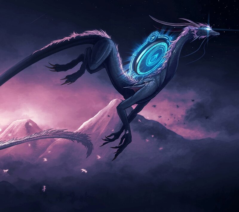 Dragon with Glowing Symbol