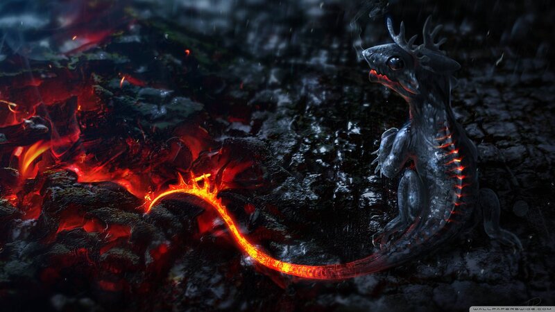 Dragon with Glowing Tail — Black, Dramatic