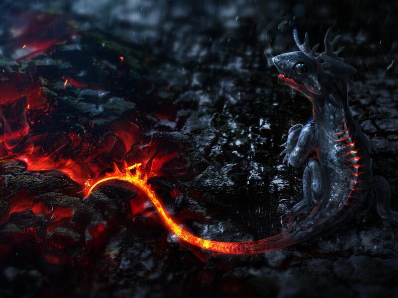 Dragon with Glowing Tail — Black