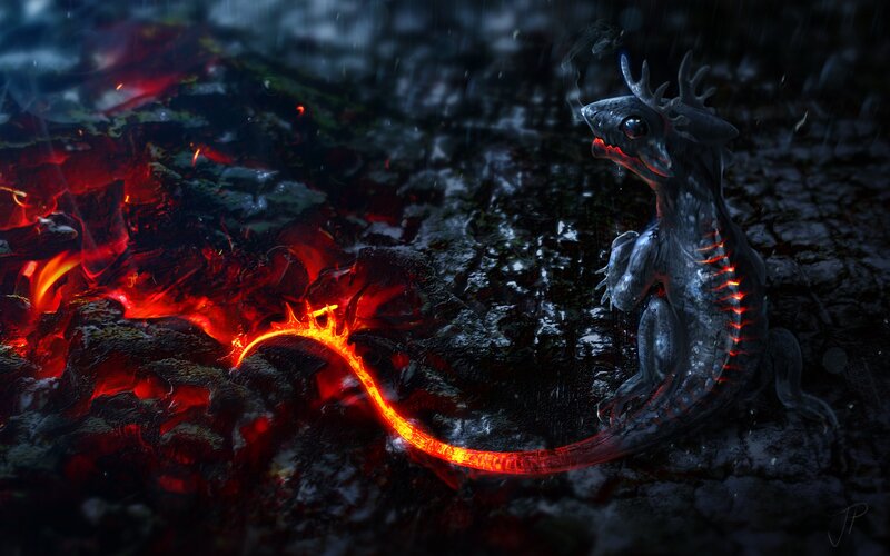 Dragon with Glowing Tail