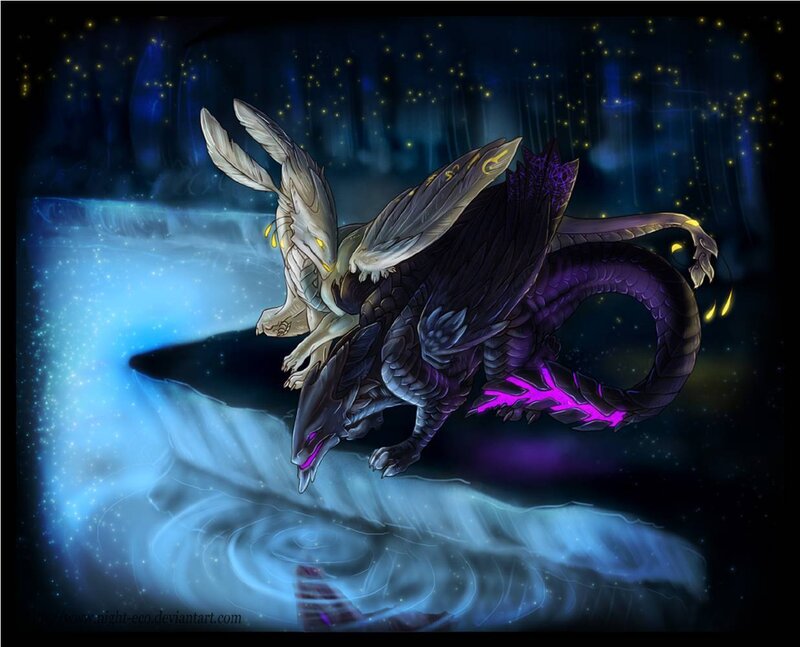 dragon with glowing wings