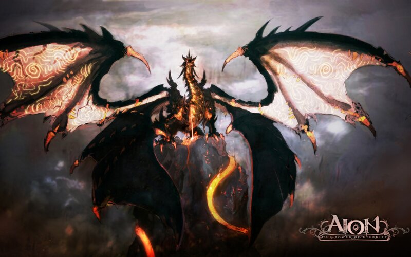 Dragon with Glowing Wings — Black, Dramatic