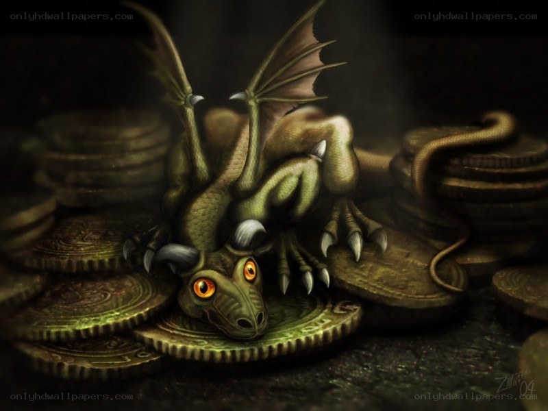dragon with gold coins