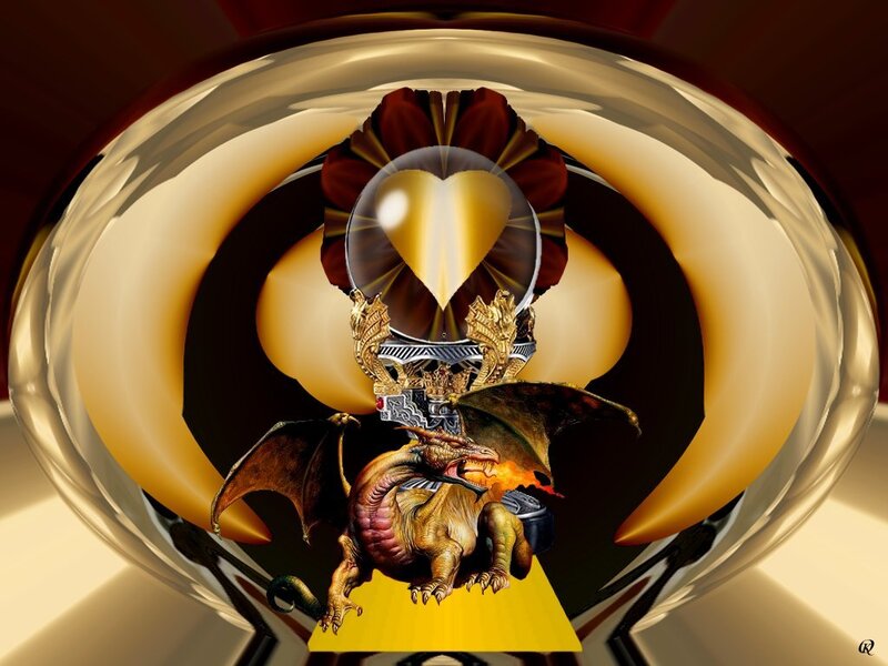 dragon with heart crystal