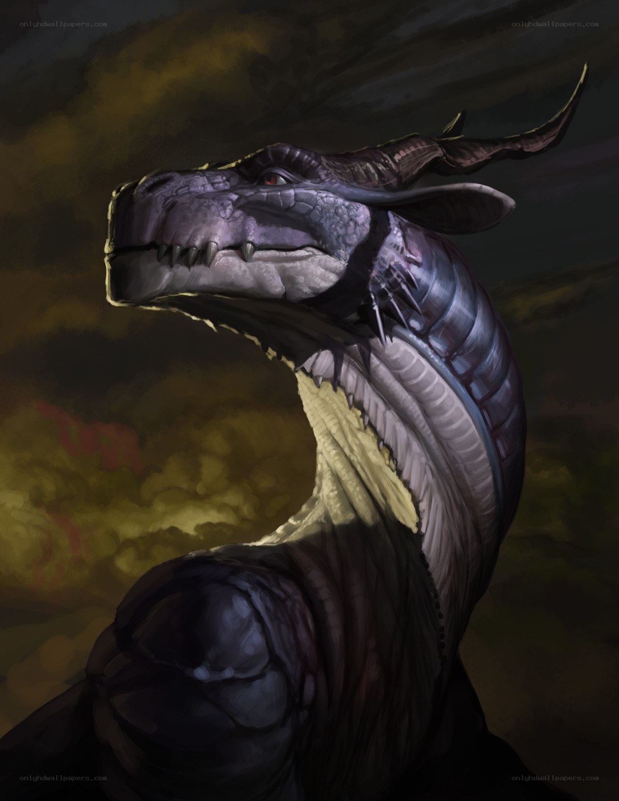 dragon with horns and scales