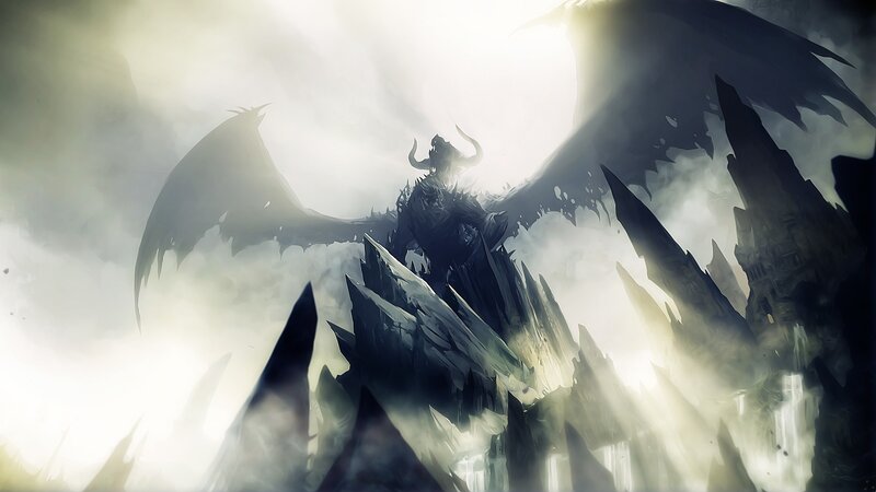 Dragon with Horns — Gray