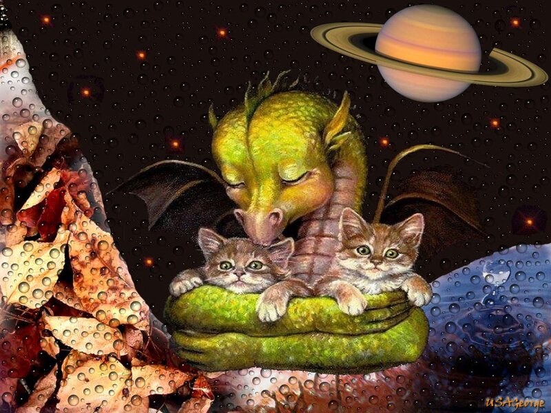 Dragon with Kittens