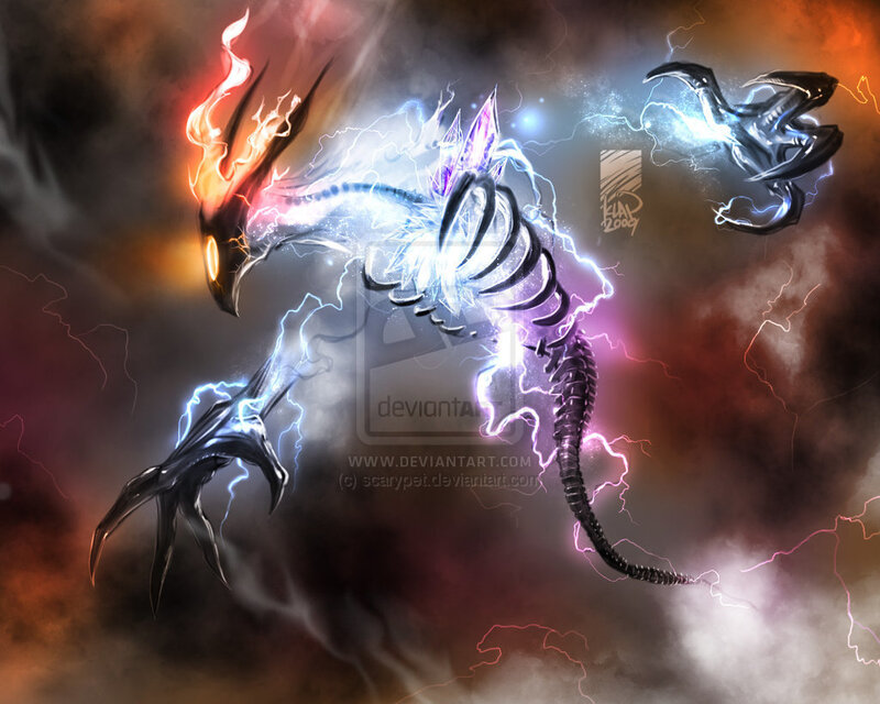 dragon with lightning and fire