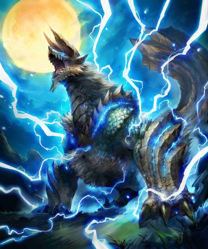 Dragon with Lightning — Blue, Dramatic, Night
