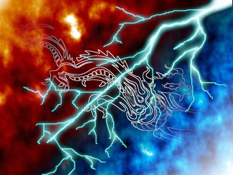 dragon with lightning storm