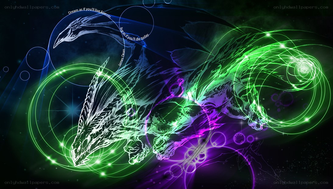 dragon with neon energy rings