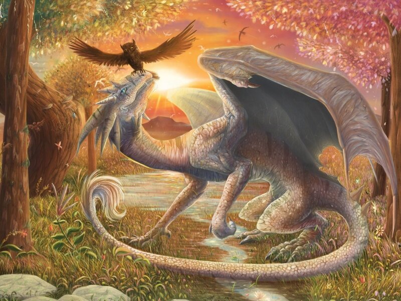 Dragon with Owl on Head