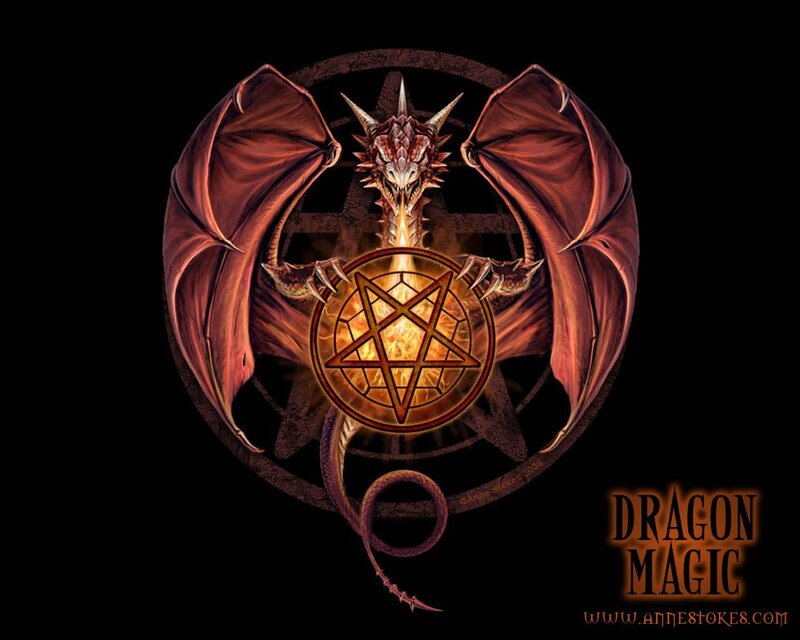 Dragon with pentagram symbol