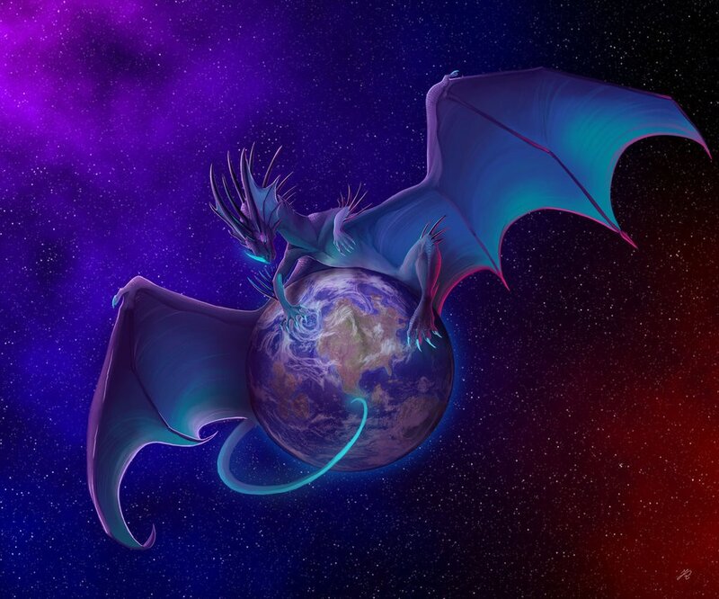 Dragon with Planet