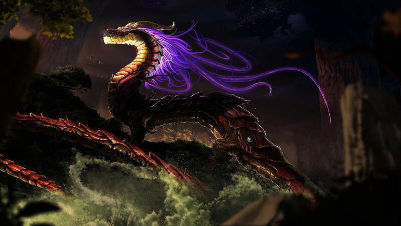 Dragon with Purple Mane — Dramatic