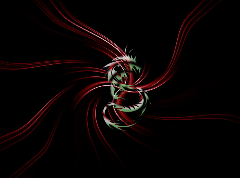 dragon with red light trails