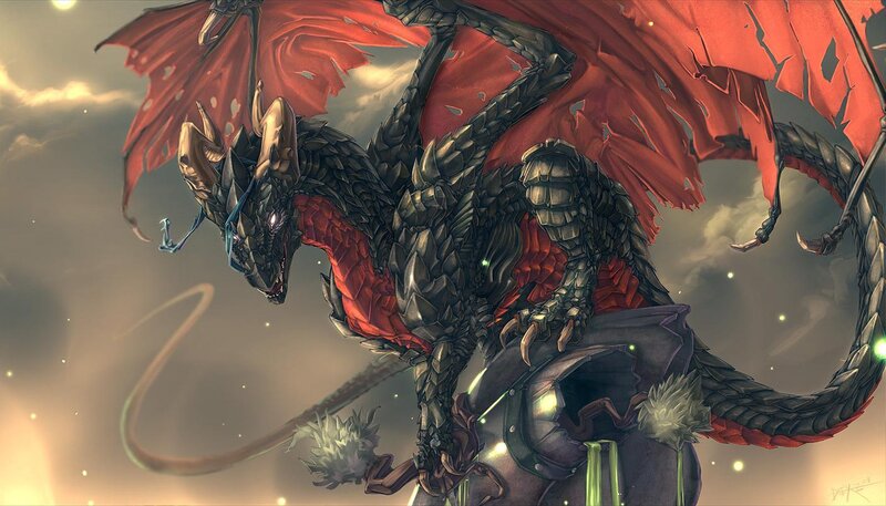 dragon with red wings