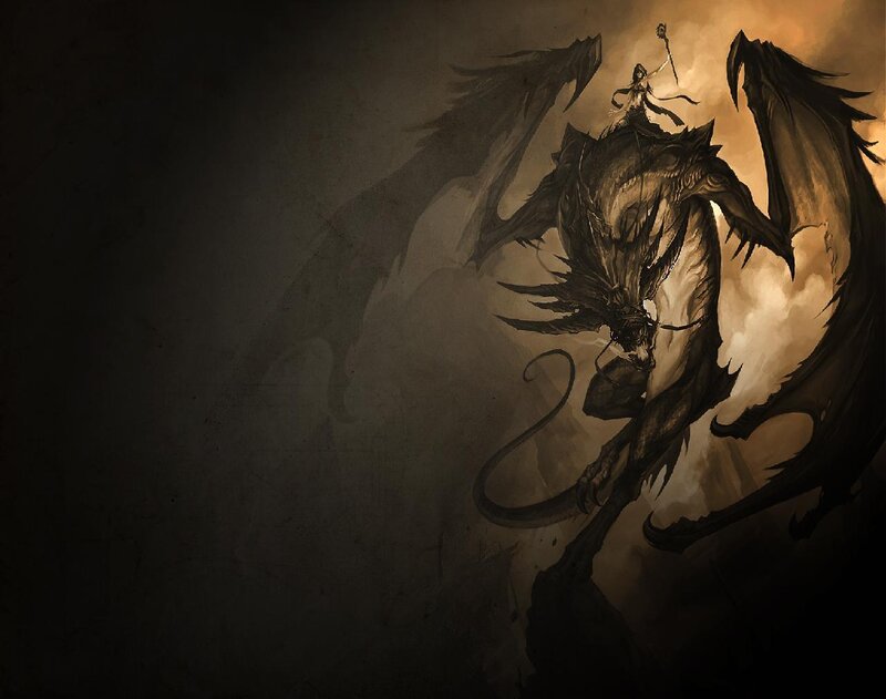 Dragon with Rider — Brown